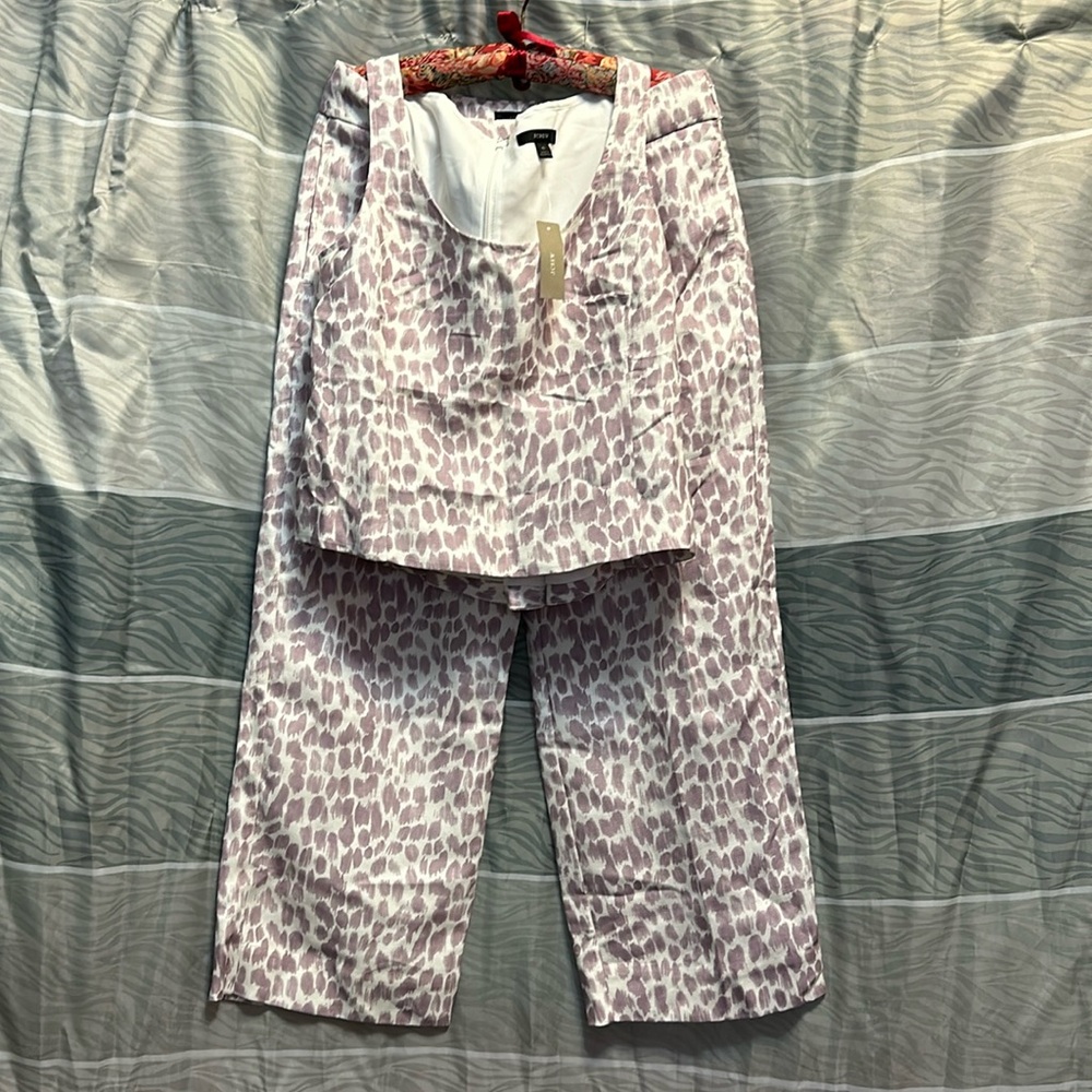 J Crew Peplum Top and Pants Lilac